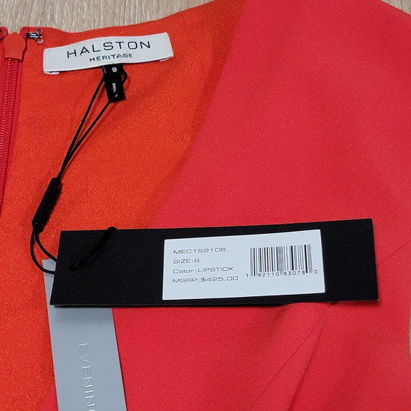 NWT Halston Heritage Evening Collection Long Maxi Dress Cinched V Neck Ball Gown - Picture 4 of 6